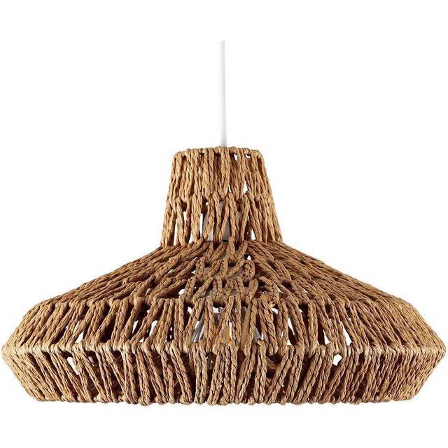 ValueLights Hamilton Natural Woven Easy Fit Pendant Light Lamp Shade - Brown - 20 x 35 x 35cm