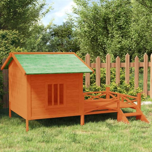 (brown) vidaXL Dog Kennel Wooden Pet House Animal Crate Dog Enclosure Solid Wood Pine