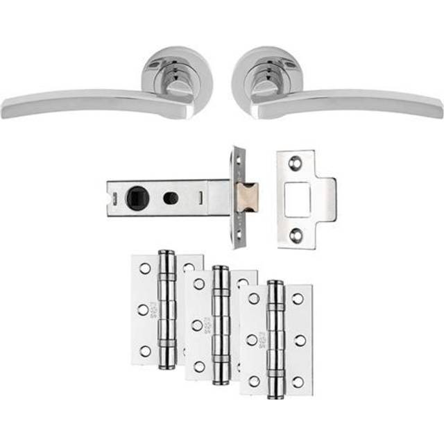 Tavira Latch Door Handle - Polished Chrome (5cm H X 6.4cm W)
