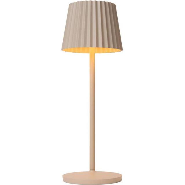 Lucide Justine Cottage Rechargeable Table Lamp Outdoor - Battery - Led Dim. - 1X2W 2700K - Ip54 - With Wireless Charging Pad - Cream, Cream