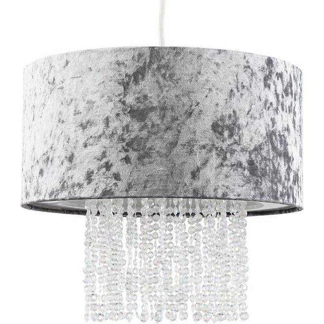 ValueLights Boland Silver Velvet Droplets Pendant Shade - 35.5 x 33 x 35.5cm