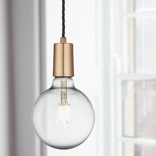 Sleek Edison Wire Pendant Light - Brass, No