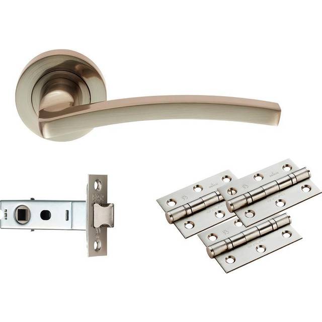 Tavira Latch Door Handle - Satin Nickel (5cm H X 6.4cm W)