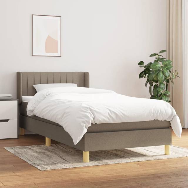 kontinentalseng med madras 90x200 cm stof gråbrun