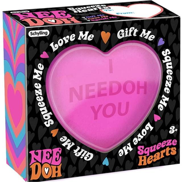 Schylling NeeDoh Squeeze Heart - Sensory Fidget Toy - Assorted Colors - Ages 3 to Adult (Pack of 1)