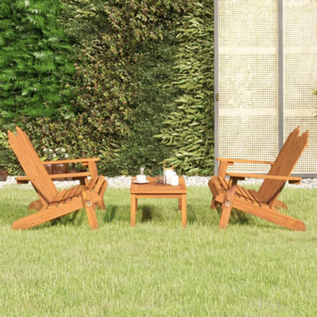 Vidaxl 3 Piece Adirondack Garden Lounge Set Solid Wood Acacia