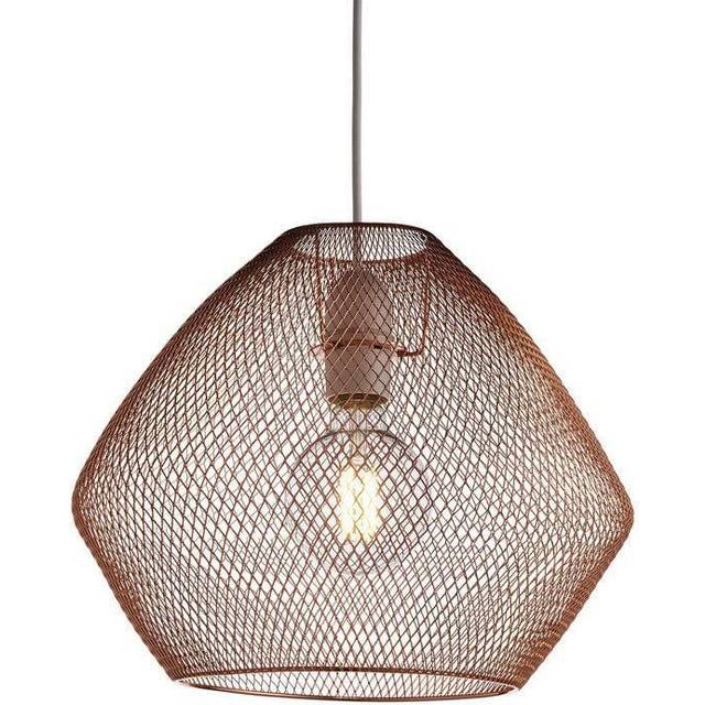 Emberley Retro Basket Pendant Light 36cm - Easy Fit - Copper - One Size