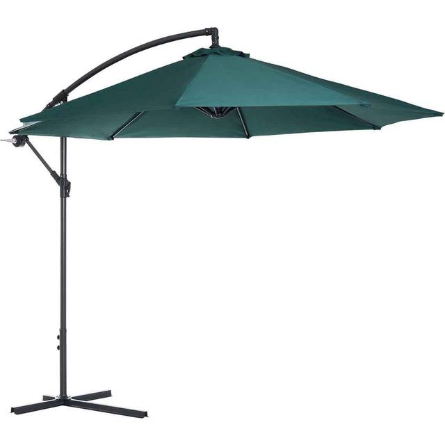 Outsunny 3(m) Garden Banana Parasol Hanging Cantilever Umbrella With Crank Handle And Cross Base, Sun Shade, Green