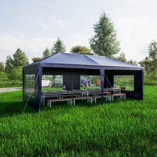 3X6M Outdoor pe Gazebo Patio Shade Canopy Waterproof 6 Pieces Sidewalls Blue - Birchtree