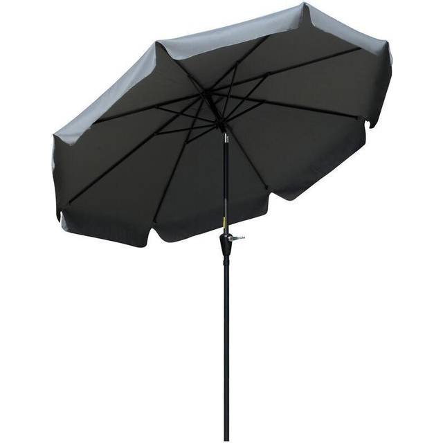 Outsunny 2.7m Patio Umbrella Garden Parasol with Crank - Ruffles - 8 Ribs - Grey | TJ Hughes