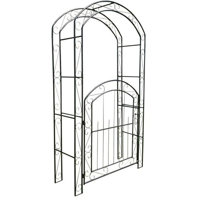 Metal Windsor Garden Arch with Gate and Fixing Pegs