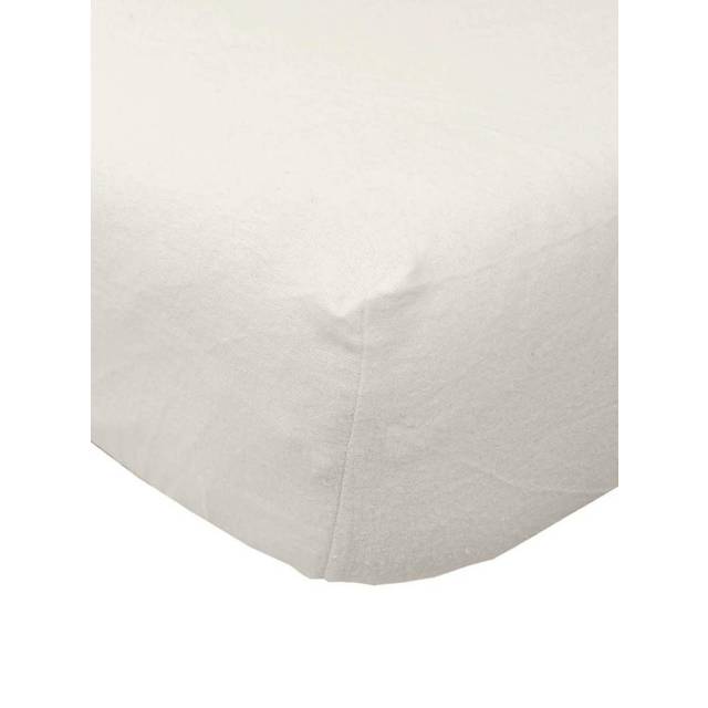 Homescapes 100% Brushed Cotton 180 TC King Fitted Sheet, 40 cm Deep, Cream, Luxury 160GSM Flannelette, Elasticated, OEKO-TEX, Machine Washable - Natural