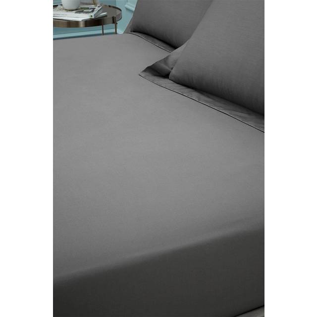 180 Thread Count Egyptian 100% Cotton Fitted Sheet - Charcoal Grey (Super King)