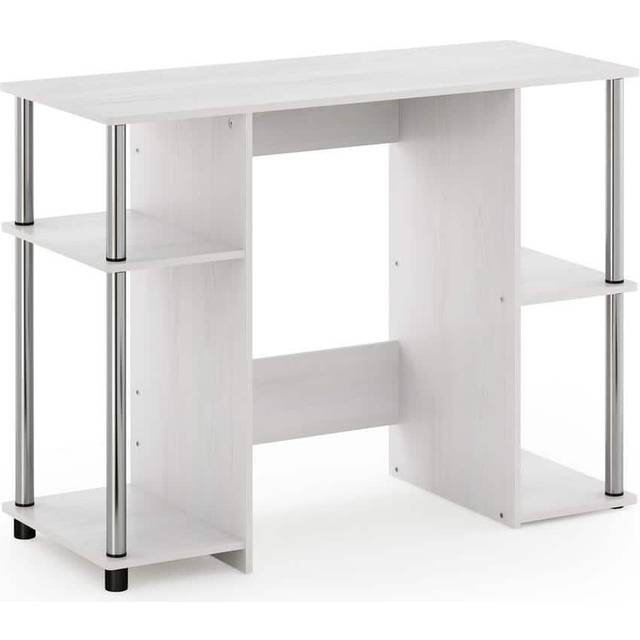Furinno Computer Study Desk, Engineered Wood, White Oak/Stainless Steel, 39.5 (D) x 97.51 (W) x 72.59 (H) cm