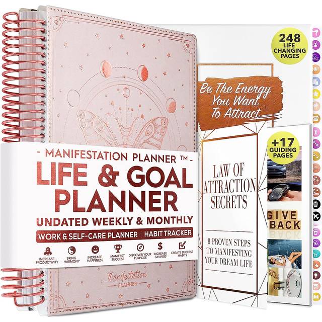 Manifestation Planner - Undated Deluxe Weekly & Monthly Life Planner to Achieve Your Goals, A 12 Month Journey to Increase Productivity, Organizer &