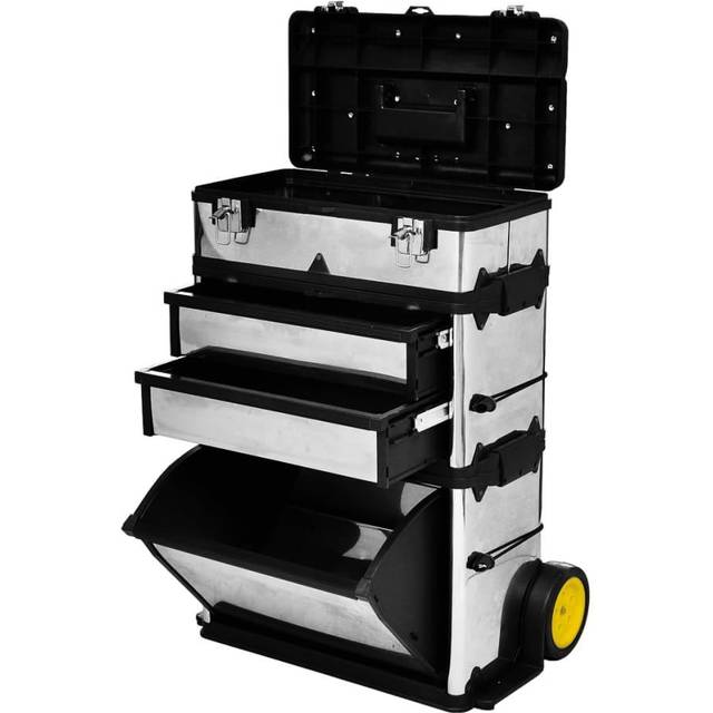 vidaXL 3-Part Rolling Tool Box replaces 140174 - Silver
