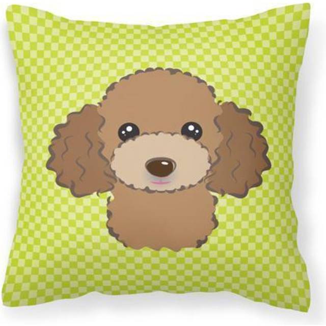 Caroline's Treasures BB1318PW1818 Checkerboard Lime Green Chocolate Brown Poodle Pillow  18 x 18  Multicolor