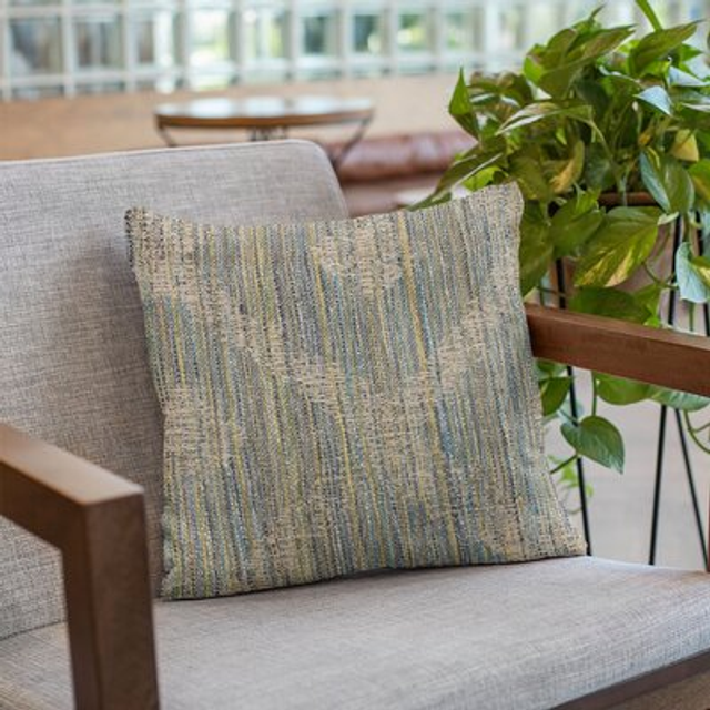 Plutus Blue Diamond Jacquard Luxury Throw Pillow Double sided  12 x 20  Jacquard  Blue