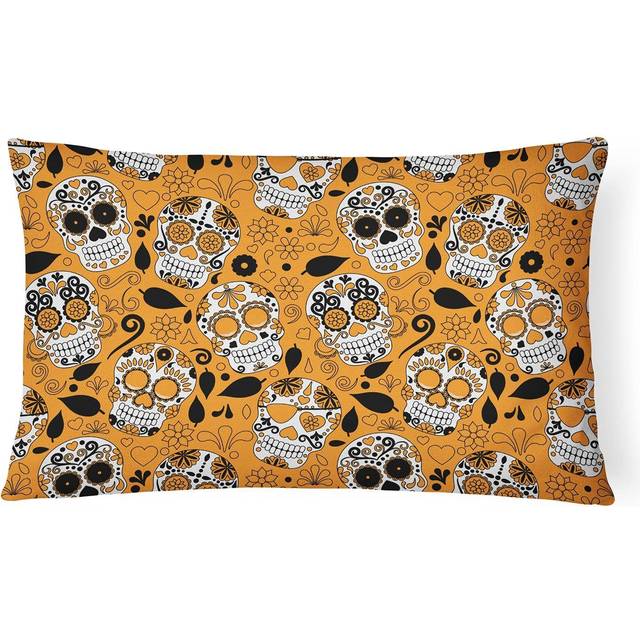 Caroline's Treasures BB5118PW1216 Day of the Dead Orange Canvas Fabric Decorative Pillow  Multicolor  12Hx16W
