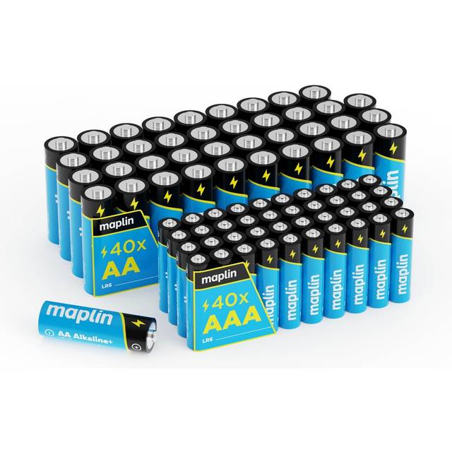 Maplin 40x AA LR6 / 40x AAA LR03 7 Year Shelf Life 1.5V High Performance Alkaline Batteries