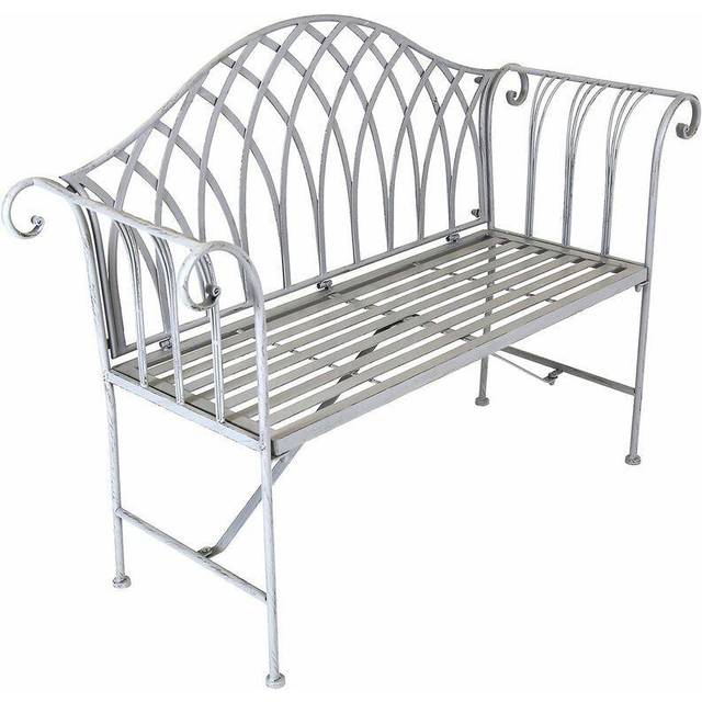 Charles Bentley Wrought Iron Bench - Grey, Grey