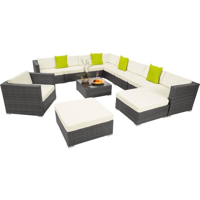 Garden Furniture Set Las Vegas - large outdoor corner sofa, armchair, coffee table - grey