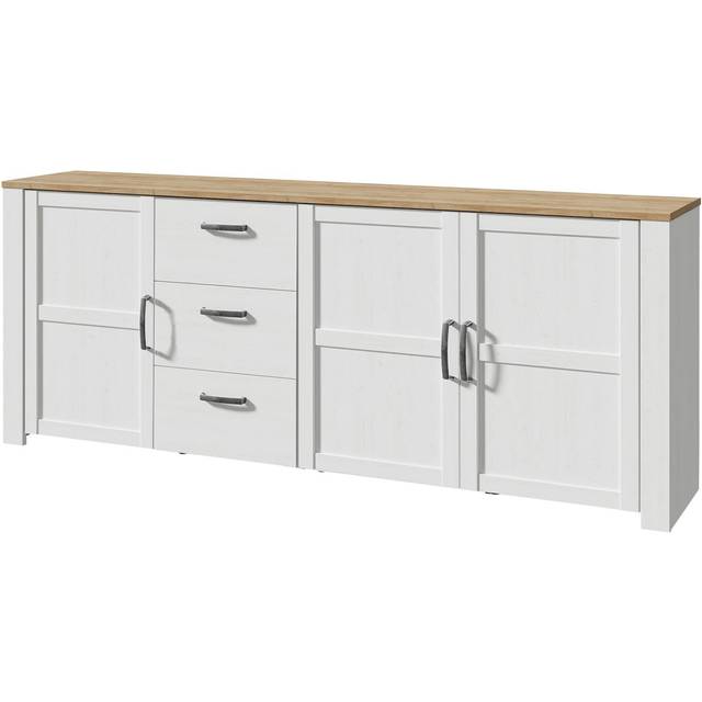 Florence Bohol 3 Door 3 Drawer White Riviera Oak Large Sideboard - 42 x 220 x 87cm