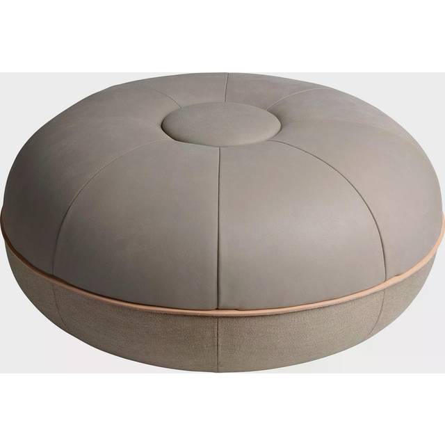Fritz Hansen - Pouf Ø50cm - hellgrau/Oberseite Leder/ Unterseite Leinen/H x Ø 24x50cm - light grey (24.0 x &#8960;50.0cm)