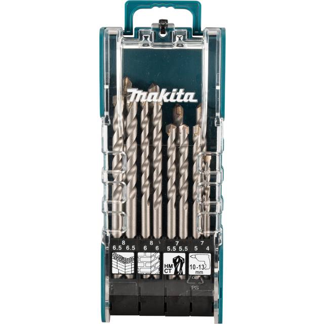 Makita D-73483 12 Piece Straight Shank Masonry Drill Bit Set - Green/Silver