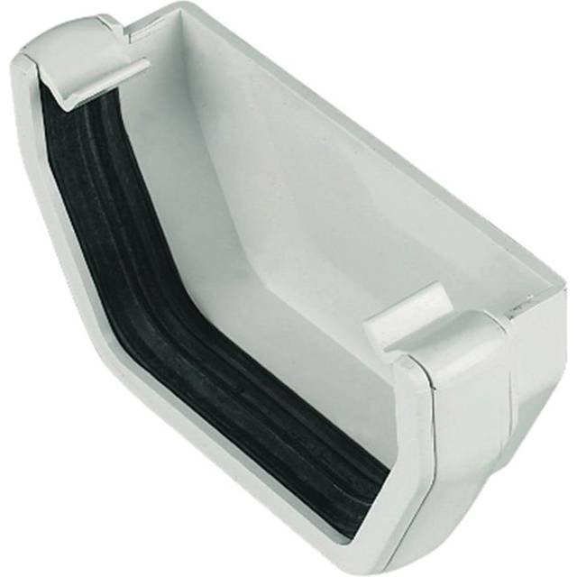 FloPlast 114mm White Square Line Gutter External Stop End
