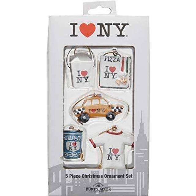 Kurt Adler 1.2-Inch to 1.5-Inch I Love NY Miniature Ornament Set  5-Pack  Multicolor