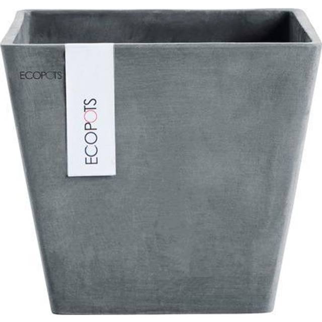 "Ecopots Rotterdam Durable Indoor/Outdoor Modern Recycled Plastic Flower Pot Planter  Grey  8"""""
