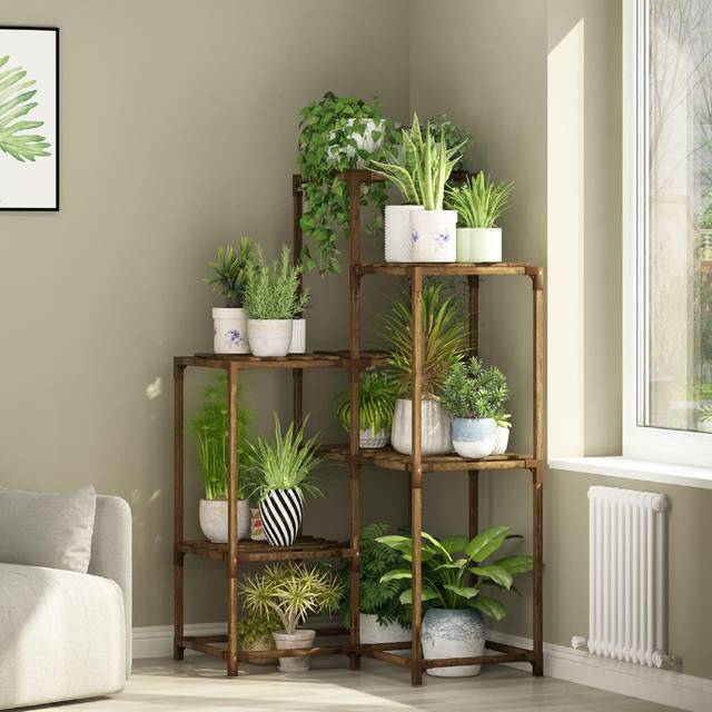 Plant Shelf Corner Plant Stand Indoor Outdoor Corner Plant Shelves Indoor Plant Holder for 7-Tier Living Room Outdoor Plant Rack Indoor Multiple
