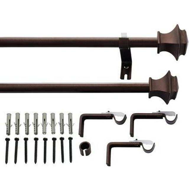 Deco Window 2 Pack Brown Curtain Rods for Window 28 to 48 Inch 5/8 Inc