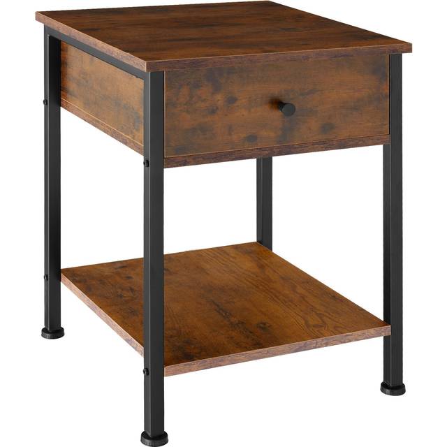 Tectake Bedside Table Bradford 40x40x55.5cm Classic Single Drawer Nightstand - Brown, Brown