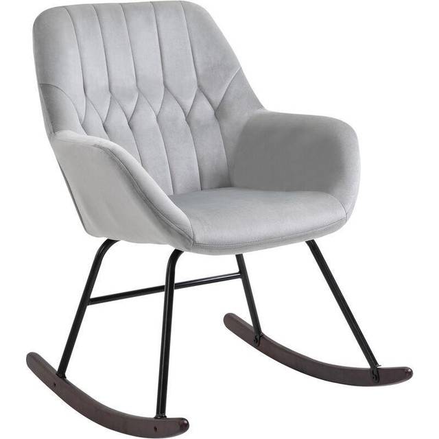 Modern Rocking Chair with Steel Frame Sponge Padding Home Office - Grey - One Size