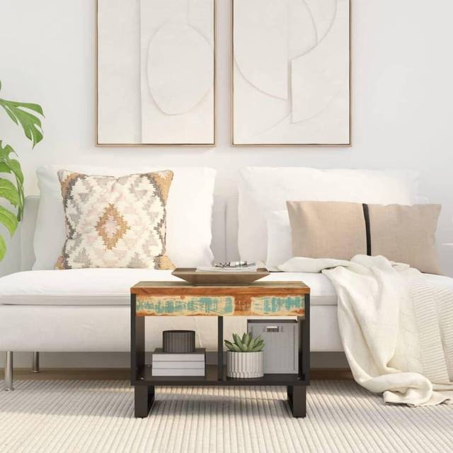 vidaXL Coffee Table 55x50x40 cm Solid Wood Reclaimed - Multicolour