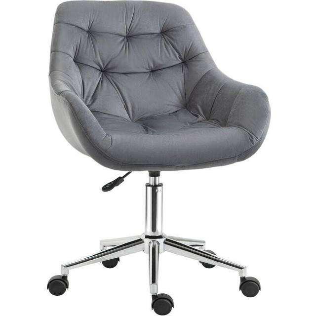 Vinsetto Adjustable Height Velvet Office Desk Chair Dark Grey