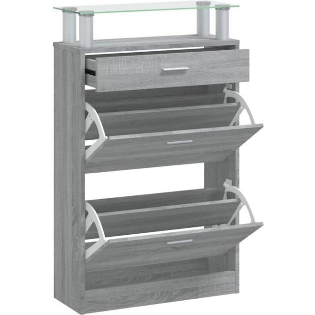 vidaXL Shoe Cabinet Grey Sonoma 63x24x104 cm Engineered Wood