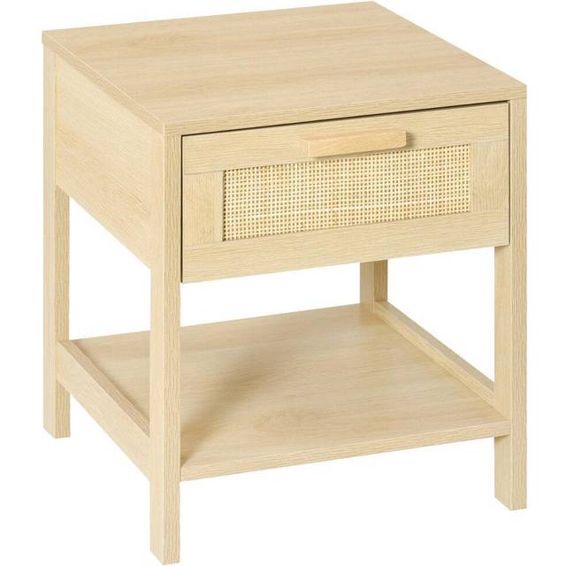 HOMCOM Nightstand Bedside Table End Table Storage Organizer W/ Drawer Shelf | TJ Hughes