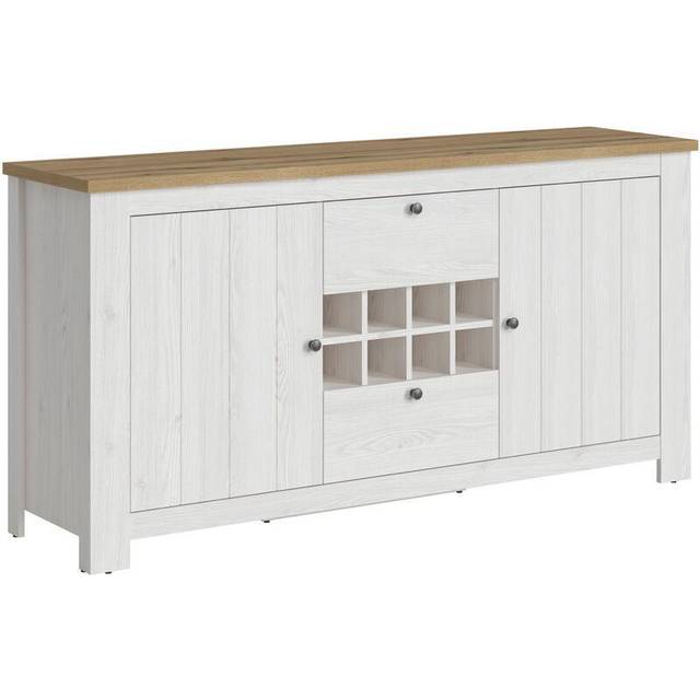 Celesto 2 Door 2 Drawer Sideboard With Wine Rack In White And Oak, White