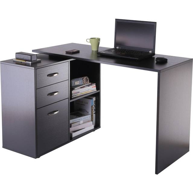 Homcom Computer Desk Table Workstation Home Office L Shape Drawer Shelf File Cabinet Black