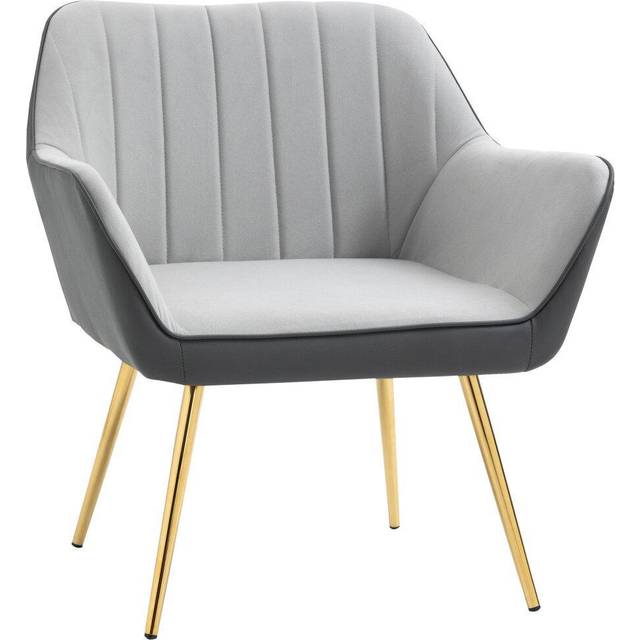 Accent Chairs Velvet Armchairs for Living Room and Bedroom - Light Grey - One Size