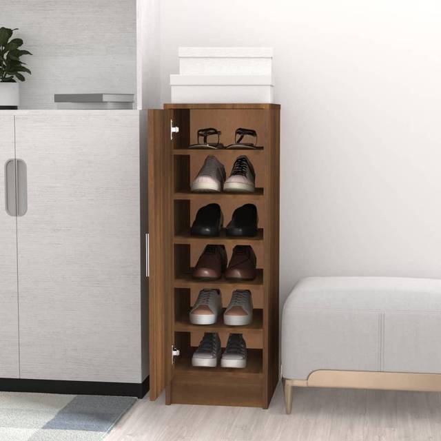 Shoe Cabinet Brown Oak 32x35x92 cm Engineered Wood Vidaxl