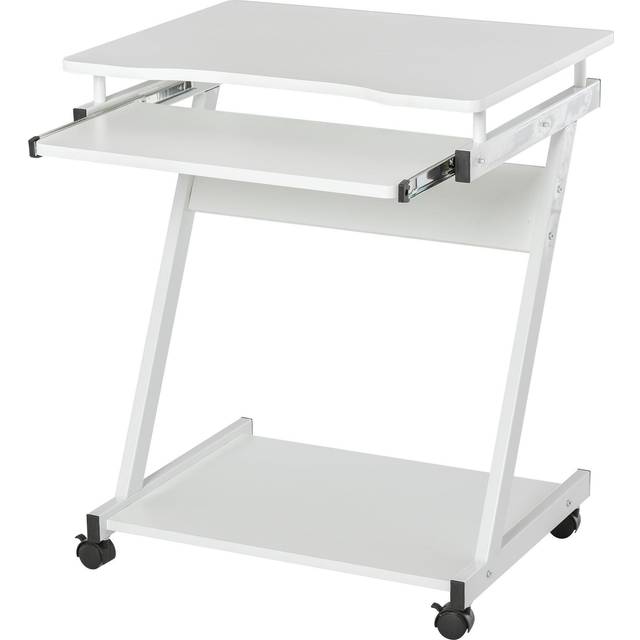 Homcom Movable Compact Small Computer Pc Desk With 4 Moving Wheels Sliding Keyboard Tray Home Office Gaming Study Workstation White