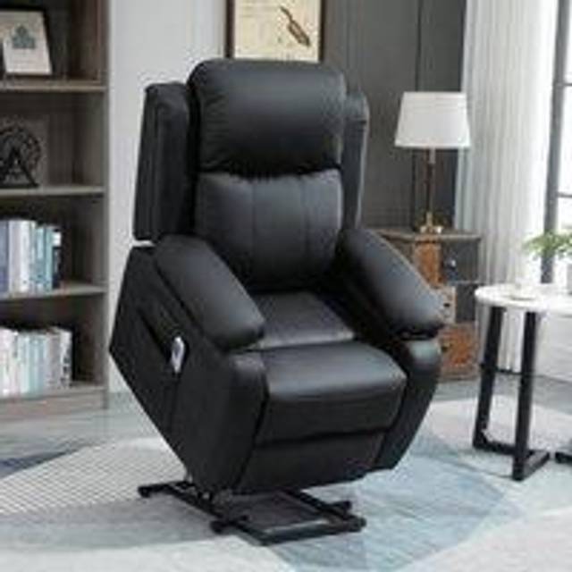 HOMCOM Riser and Recliner Chair Power Lift Reclining Chair with Remote - Black | TJ Hughes