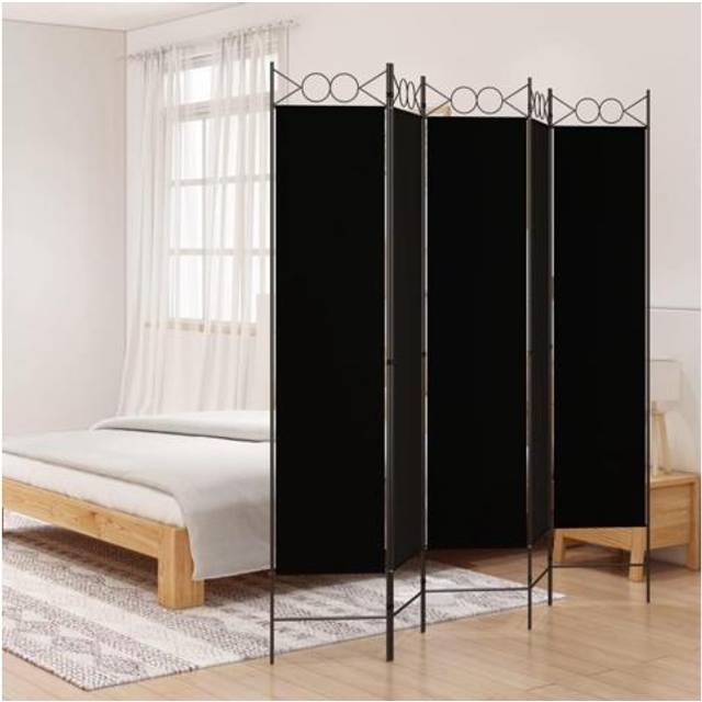 vidaXL 5-Panel Room Divider Black 200x200 cm Fabric