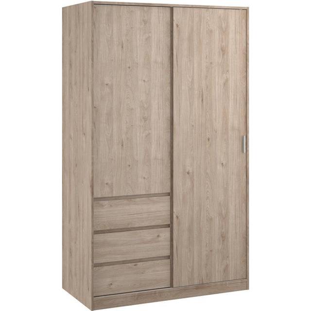 Tvilum Esla Scandinavian Matt Jackson Hickory Oak Effect 3 Drawer Double Sliding Door Wardrobe (H)2004mm (W)1185mm (D)600mm - One Size