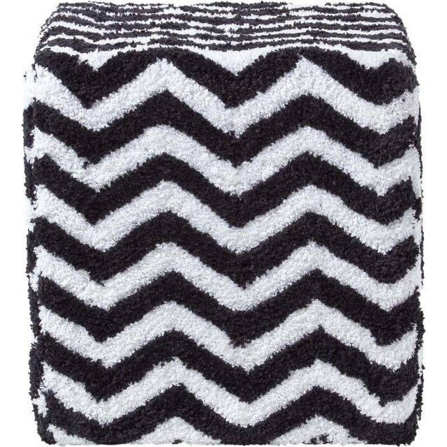 Black and White Chevron Cube Pouffe Tufted Cotton 36 x 36 x 38 cm
