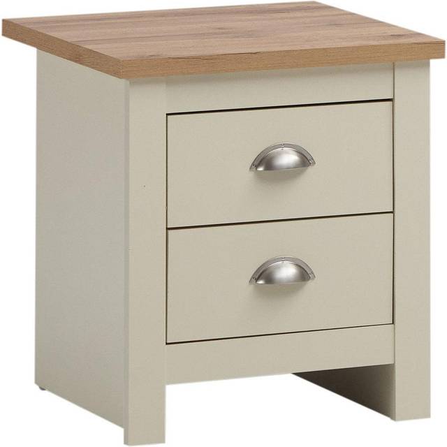 Lisbon Bedside Lamp Table Cabinet Nightstand 2 Drawer Bedroom Cream Oak